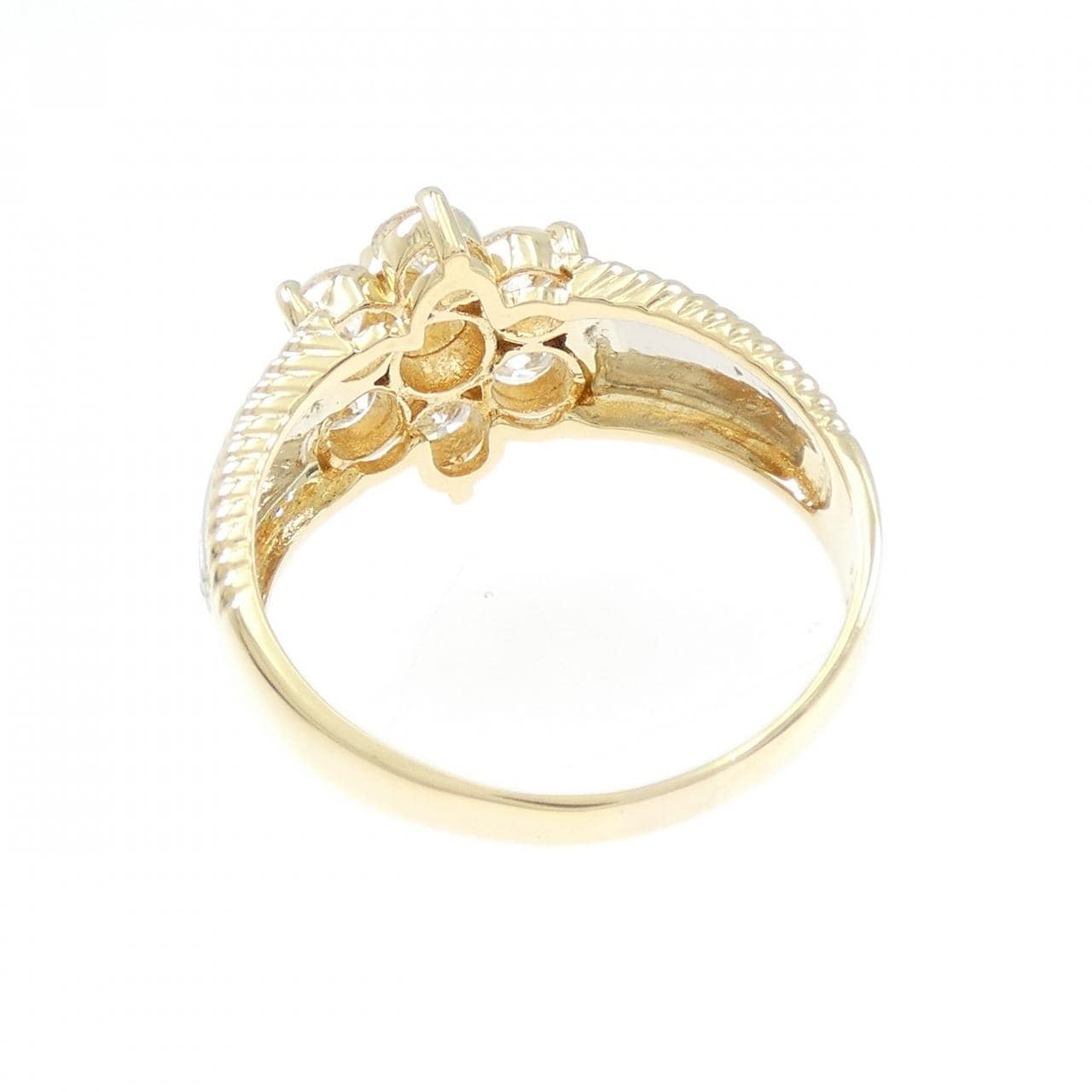 K18YG/PT900 フラワー ダイヤモンド リング 1.07CT