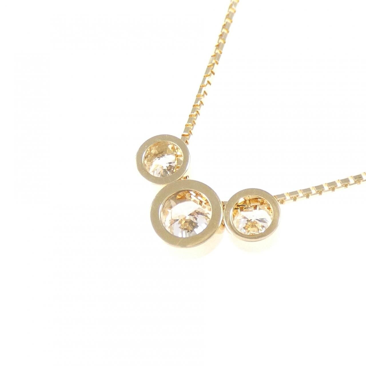 K18YG スリーストーン ダイヤモンド ネックレス 0.51CT