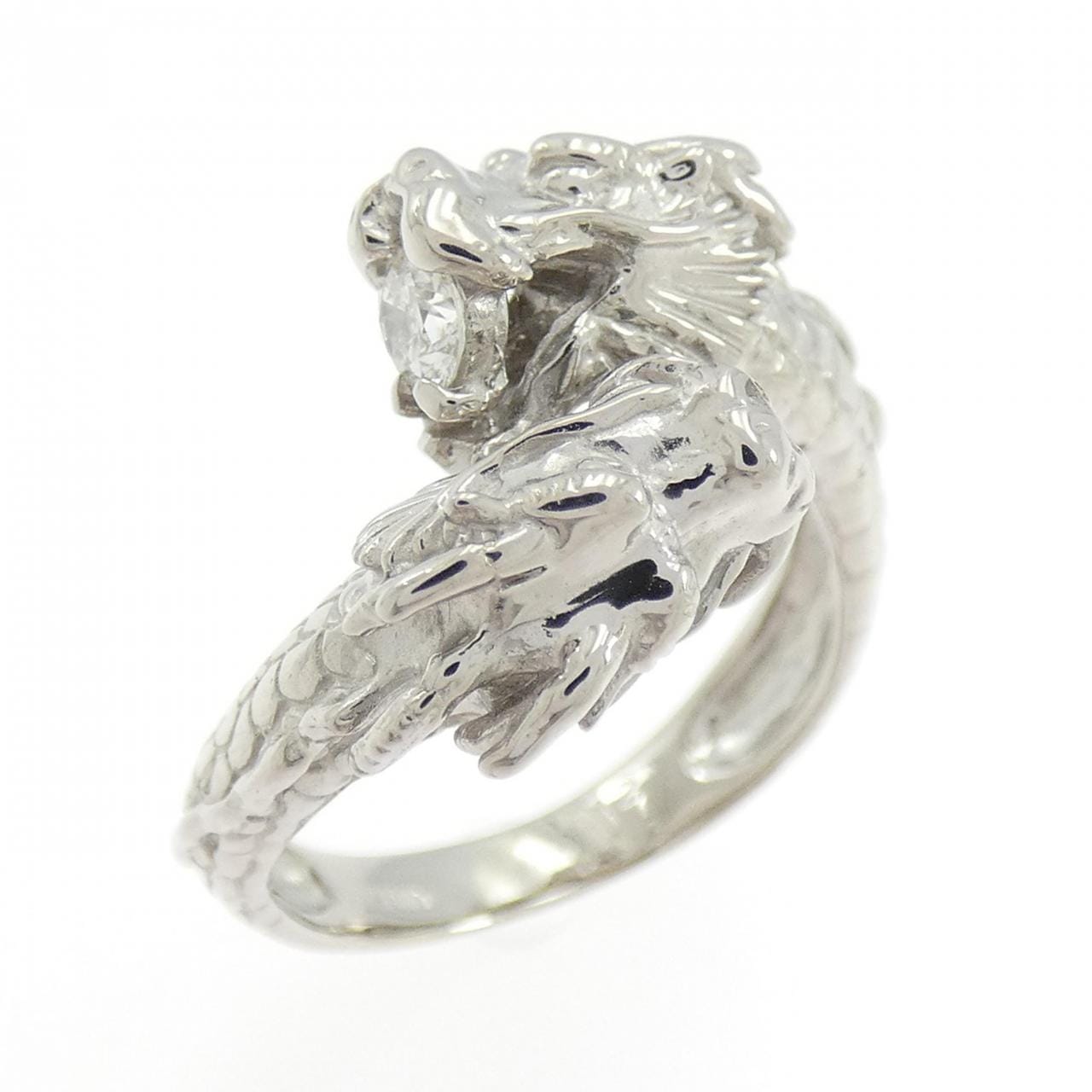 K18WG ドラゴン ダイヤモンド リング 0.12CT