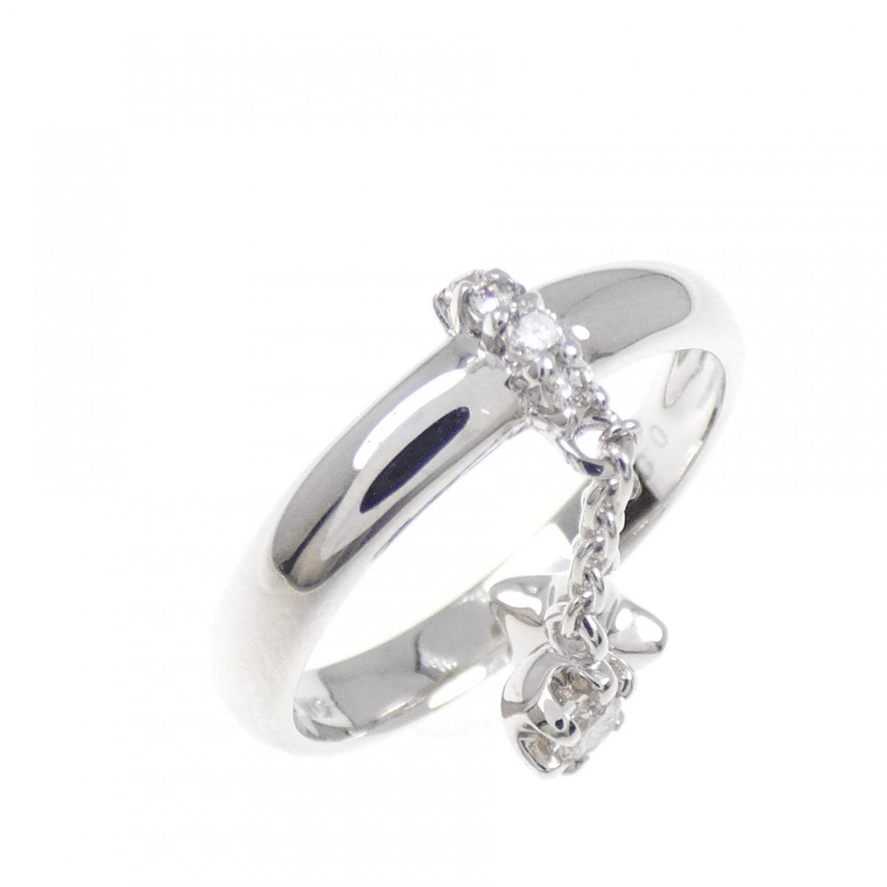 K18WG スター ダイヤモンド ピンキー リング 0.08CT
