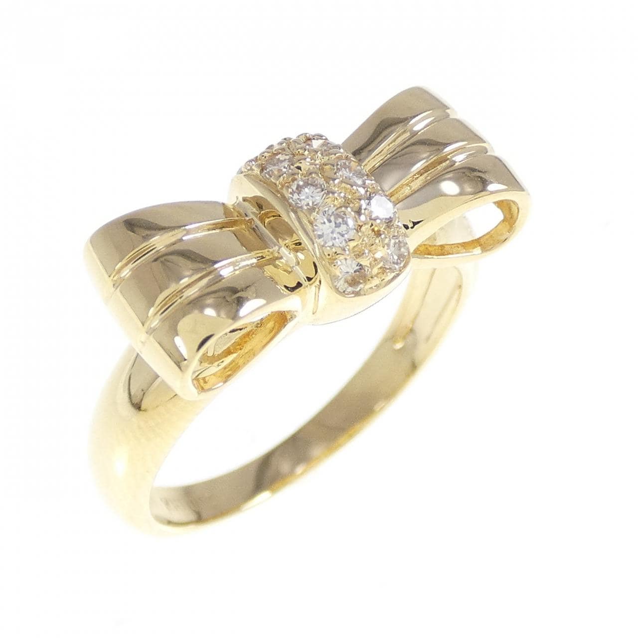 K18YG ribbon Diamond ring 0.14CT