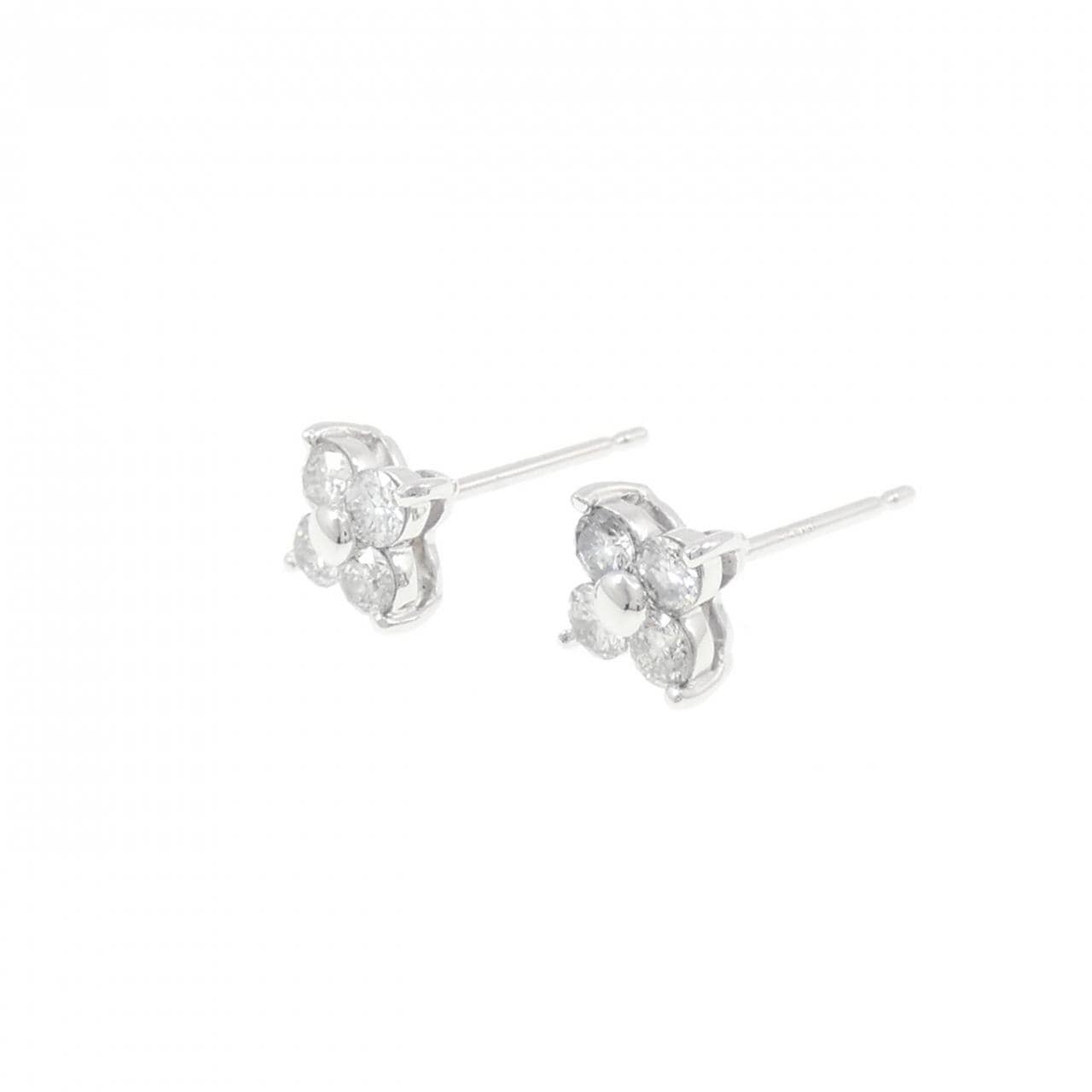 PT900 フラワー ダイヤモンド ピアス 0.755CT