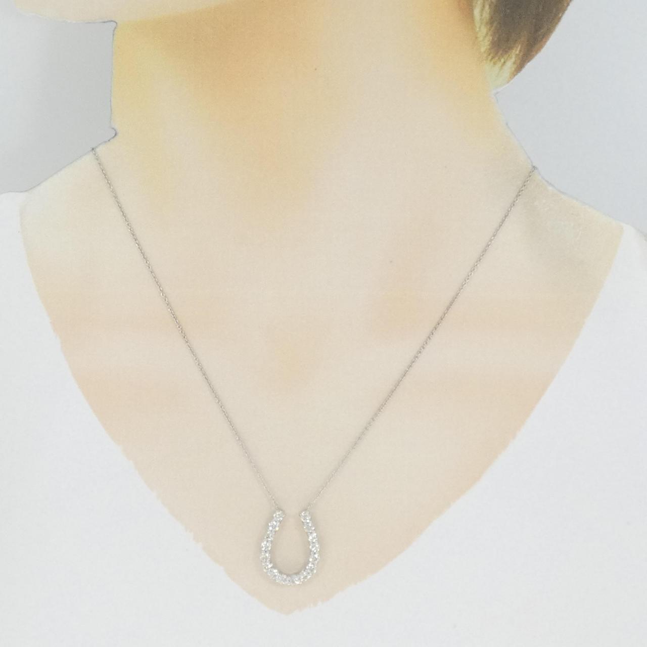 K18WG ホースシュー ダイヤモンド ネックレス 1.05CT