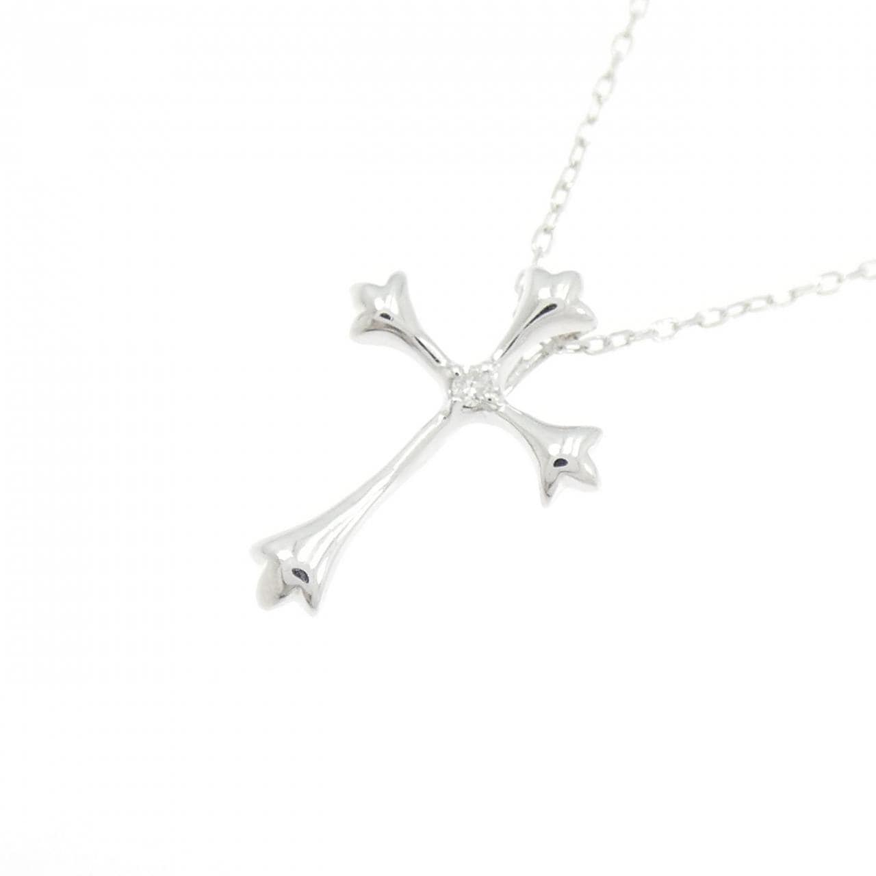 K10WG クロス ダイヤモンド ネックレス 0.01CT