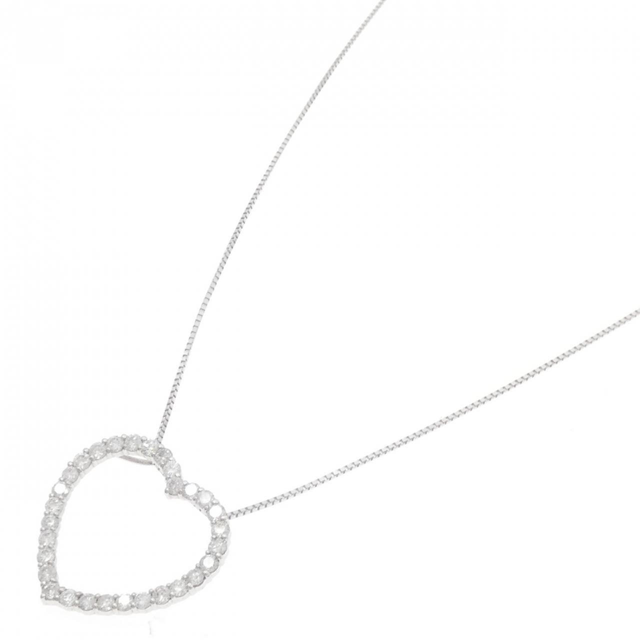 K18WG ハート ダイヤモンド ネックレス 1.00CT
