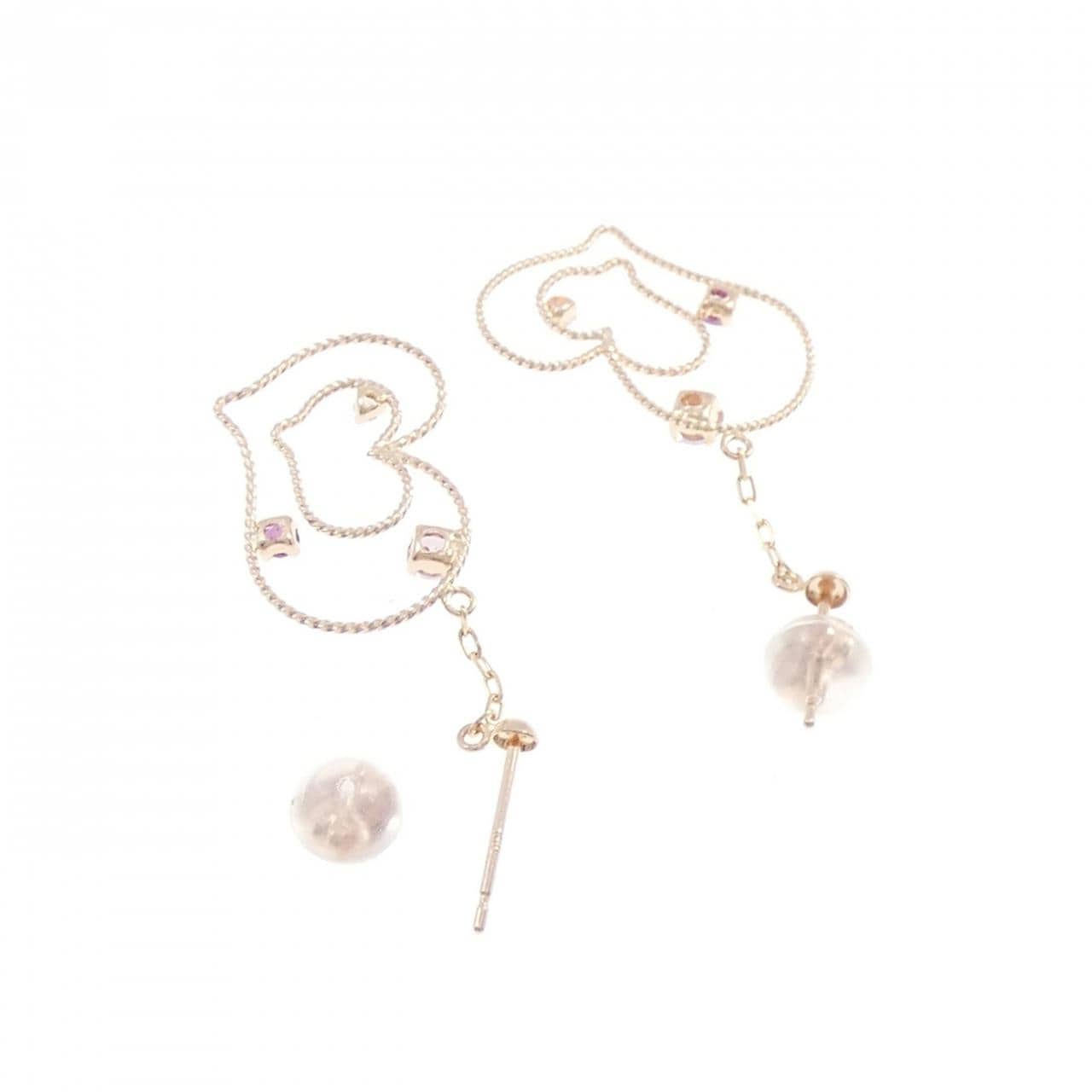 K10PG Heart Garnet Earrings