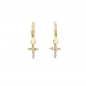 K18YG 2WAY クロス ダイヤモンド ピアス 0.30CT