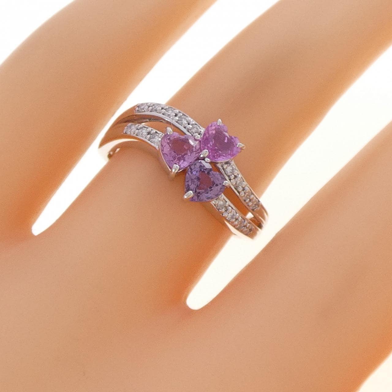 K18WG ハート サファイヤ リング 1.04CT