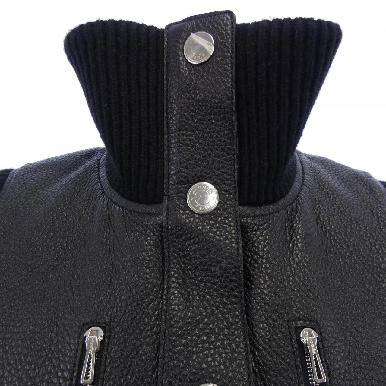 エルメス HERMES バーシティ スリーブジャケット 3H1210D2 レザーベスト