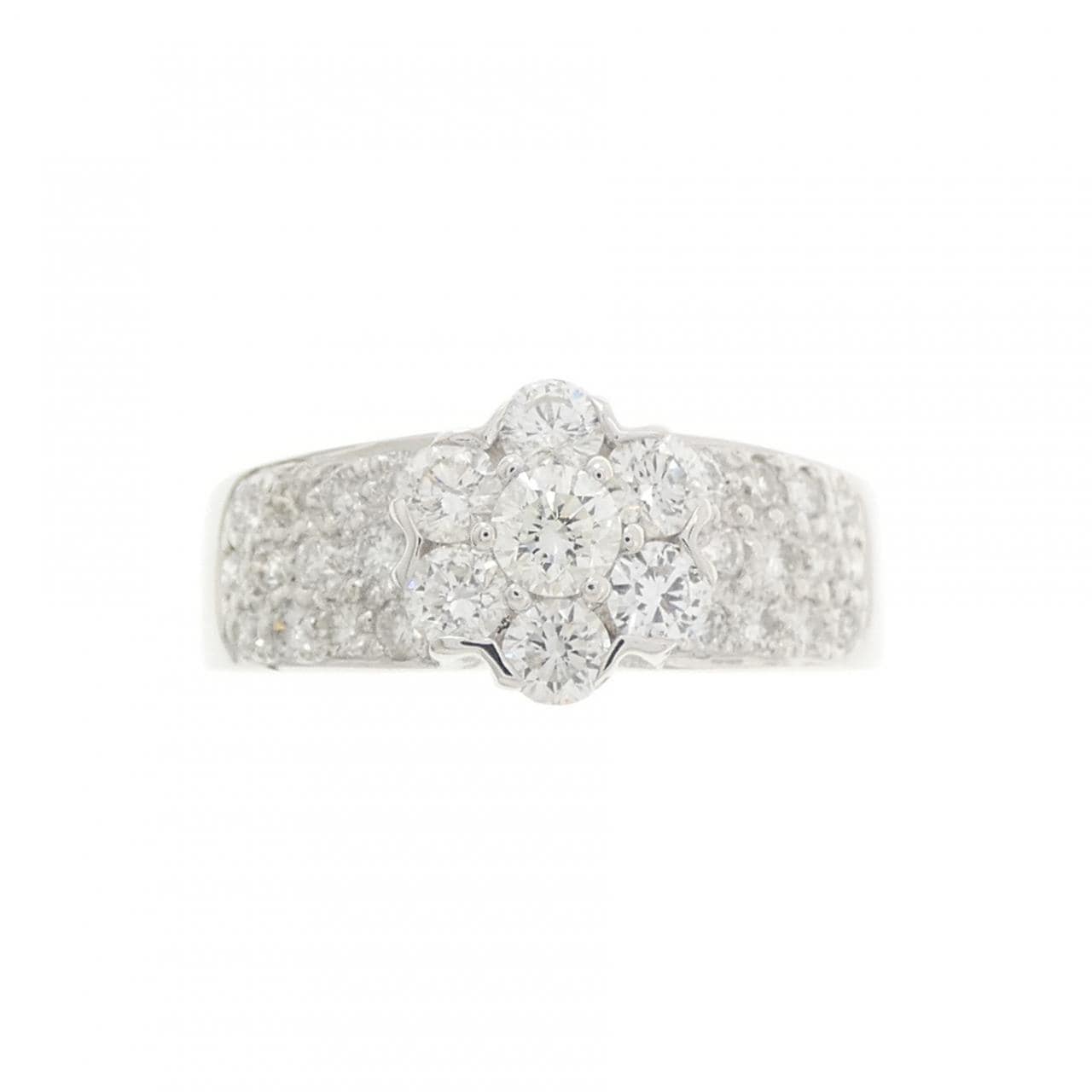K18WG フラワー ダイヤモンド リング 1.00CT