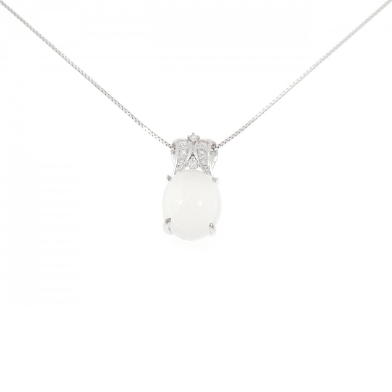 K18WG ムーンストーンキャッツアイ ネックレス 5.14CT