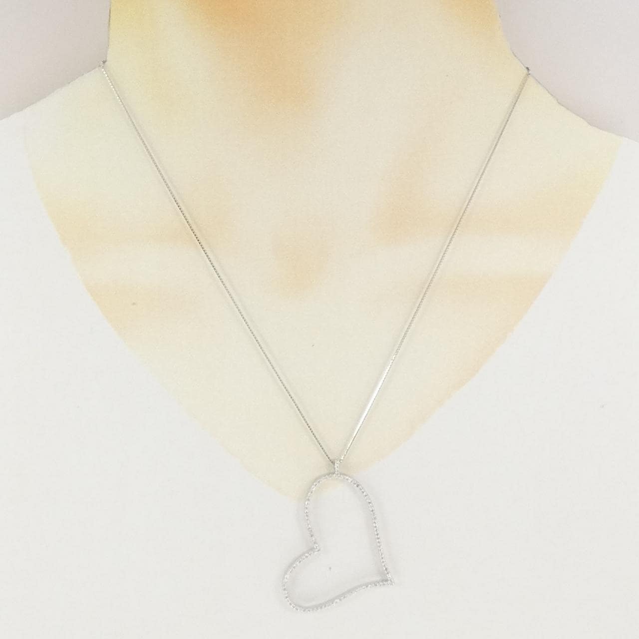 K18WG ハート ダイヤモンド ネックレス 0.50CT