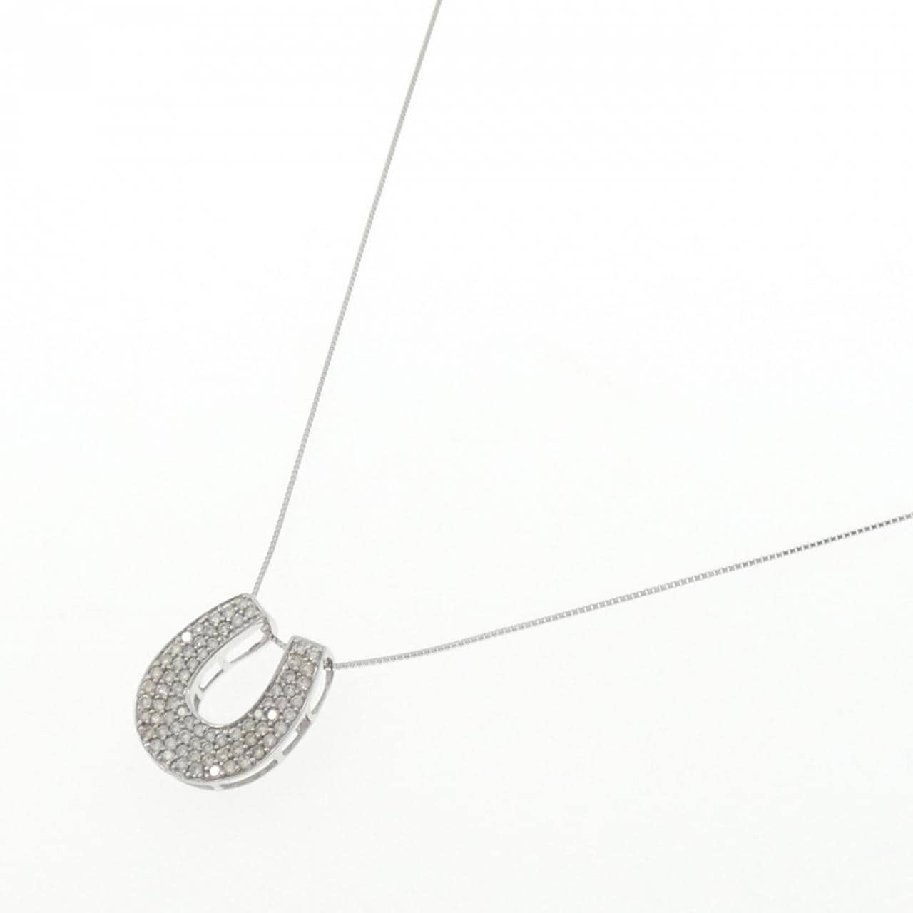 K18WG ホースシュー ダイヤモンド ネックレス 0.50CT