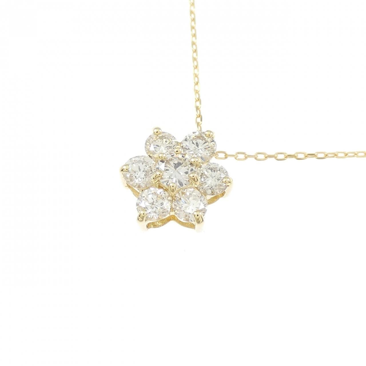 K18YG フラワー ダイヤモンド ネックレス 0.50CT