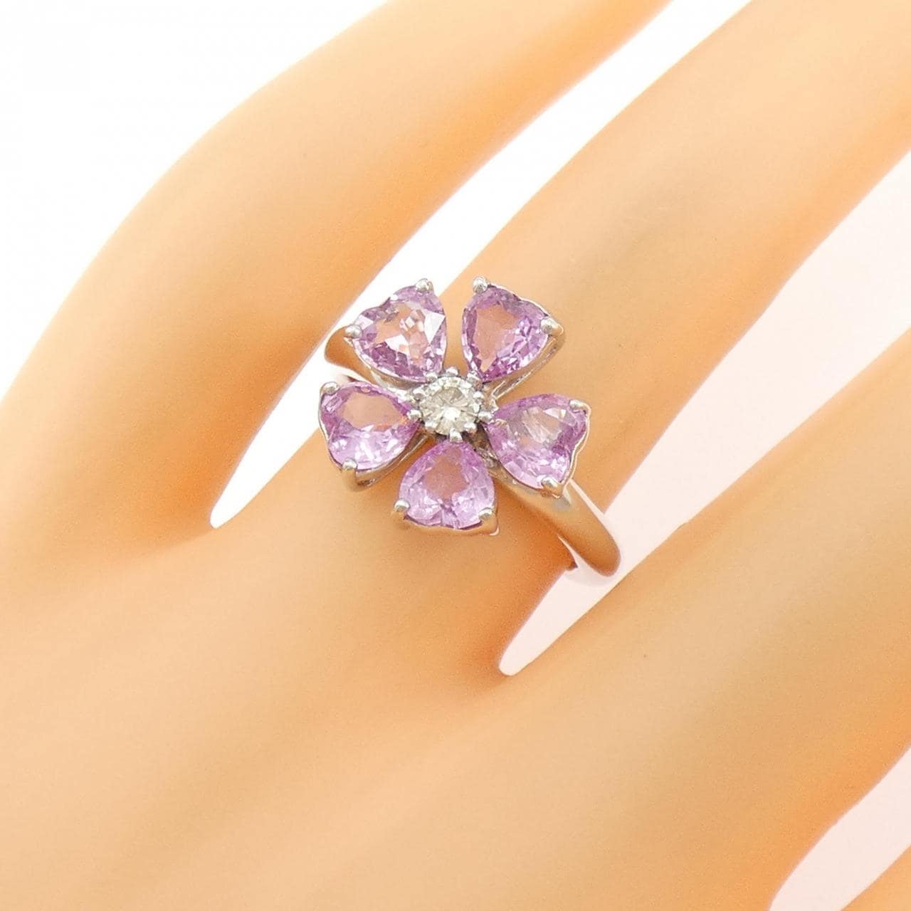 K18WG花卉蓝宝石戒指2.30CT