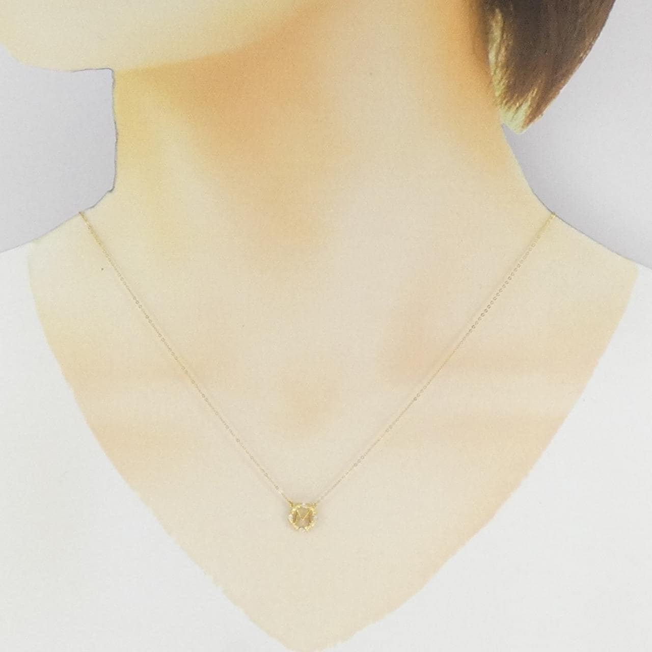 K18YG イニシャルM ダイヤモンド ネックレス 0.03CT