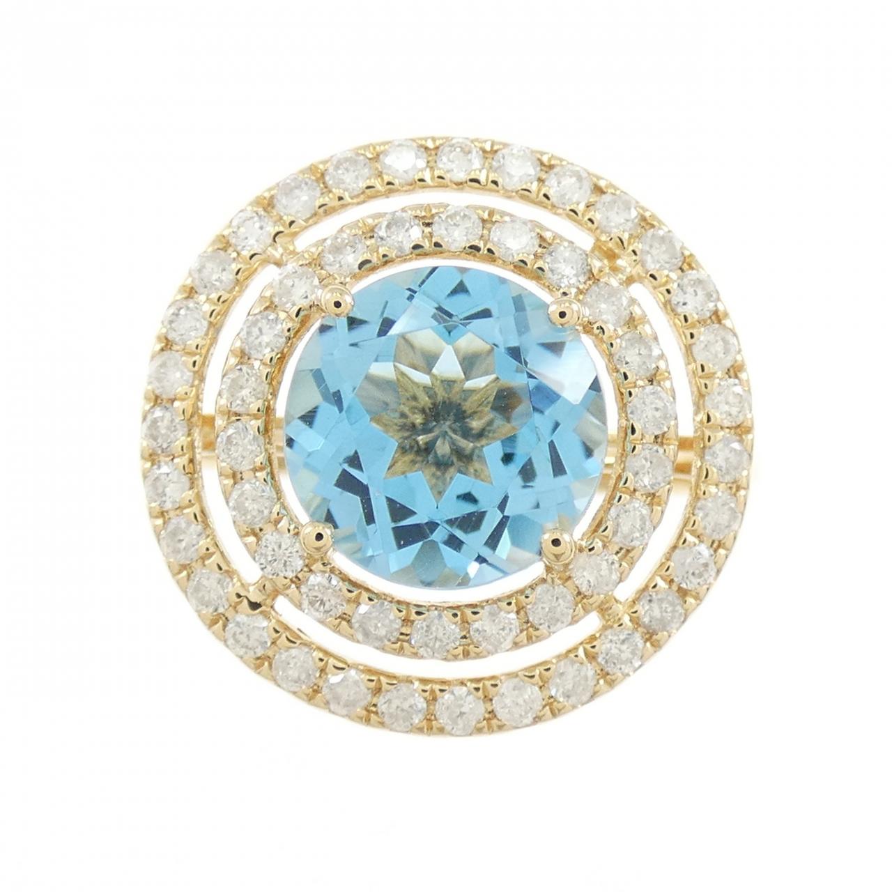 K18YG ブルートパーズ リング 2.10CT