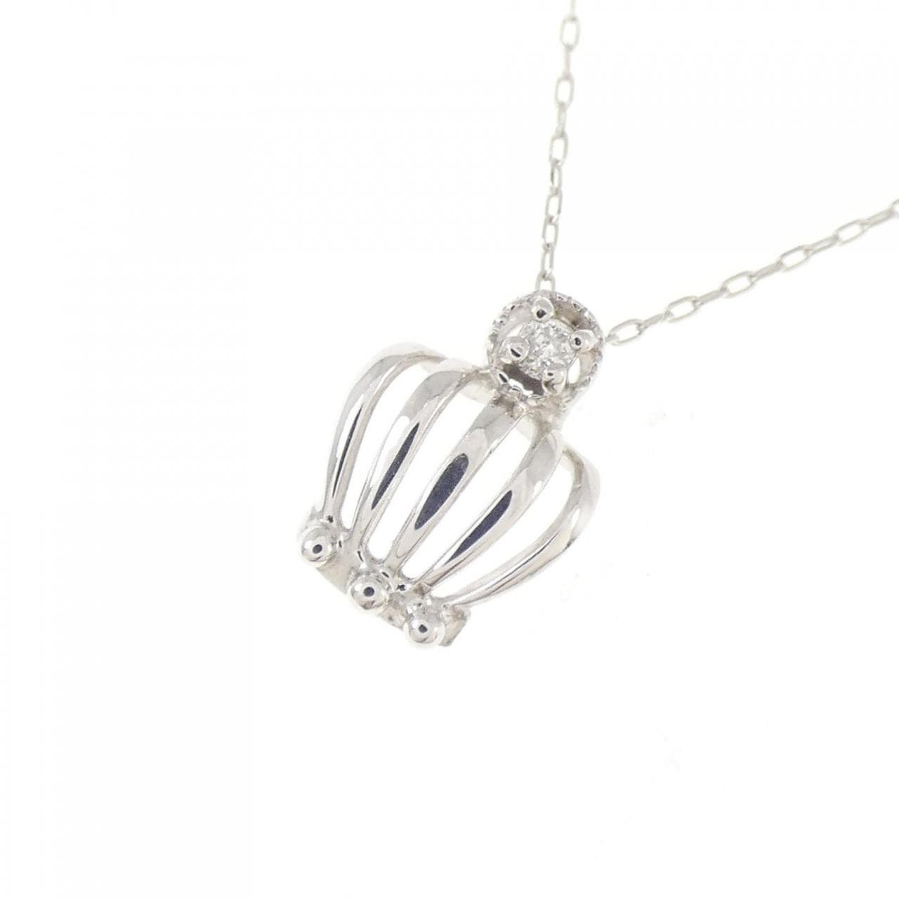 K10WG クラウン ダイヤモンド ネックレス 0.01CT