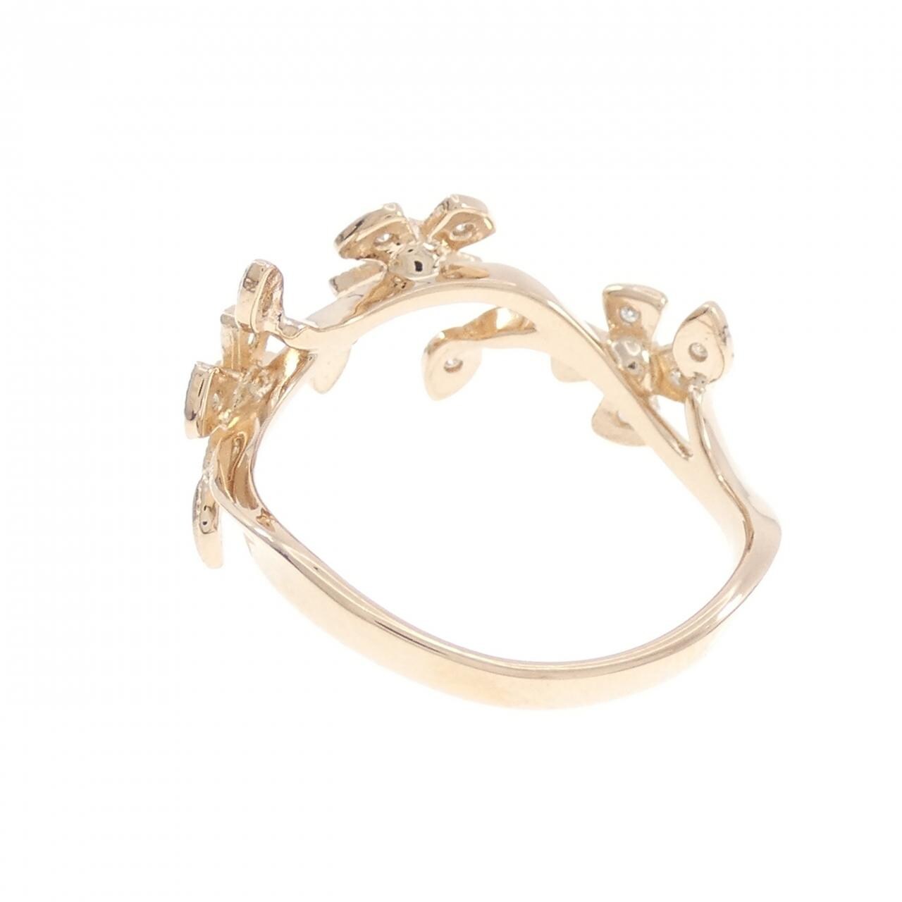 K18PG フラワー ダイヤモンド リング 0.15CT