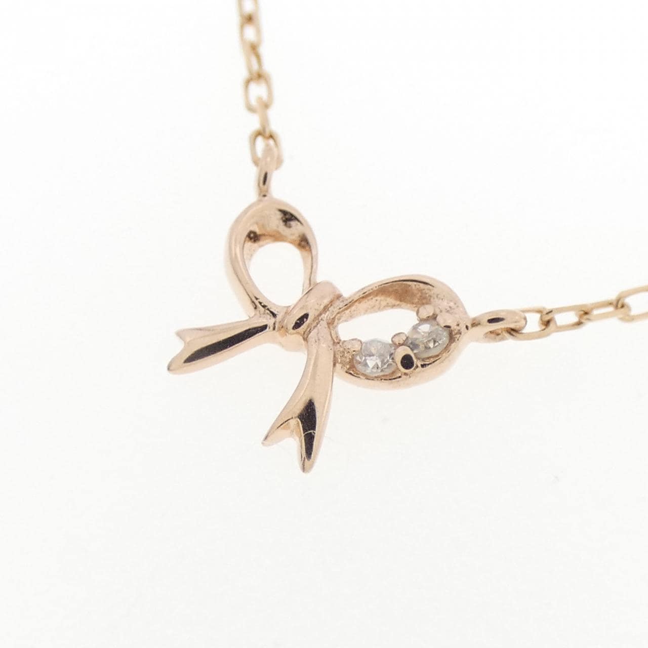 K10PG リボン ダイヤモンド ネックレス