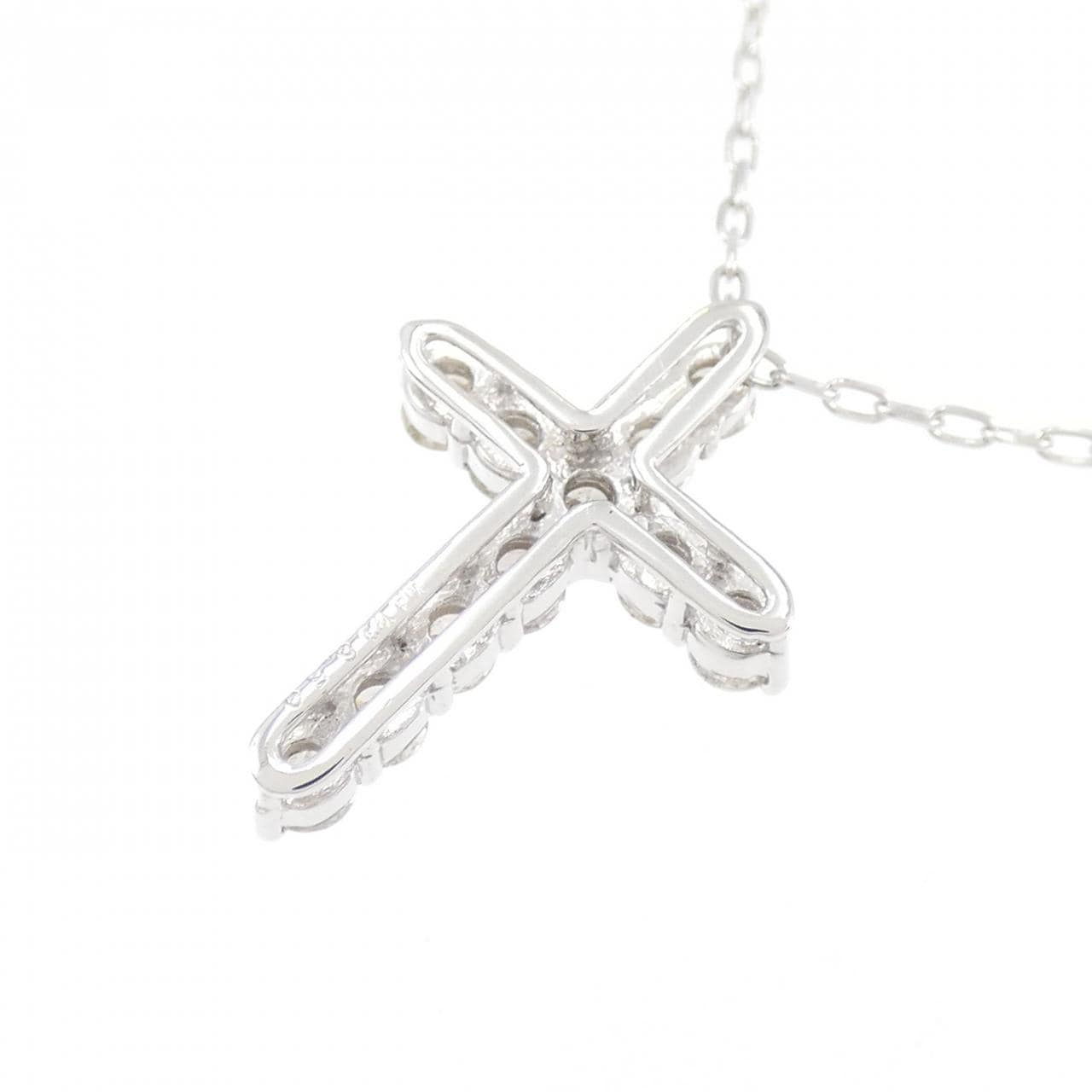 K18WG クロス ダイヤモンド ネックレス 0.50CT