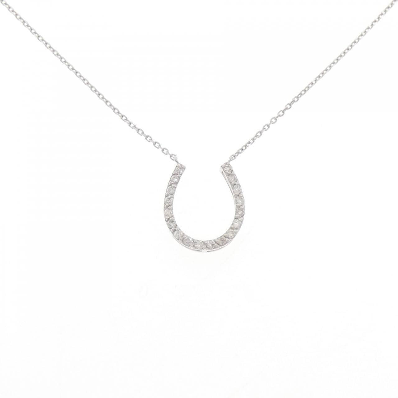 K18WG ホースシュー ダイヤモンド ネックレス 0.14CT