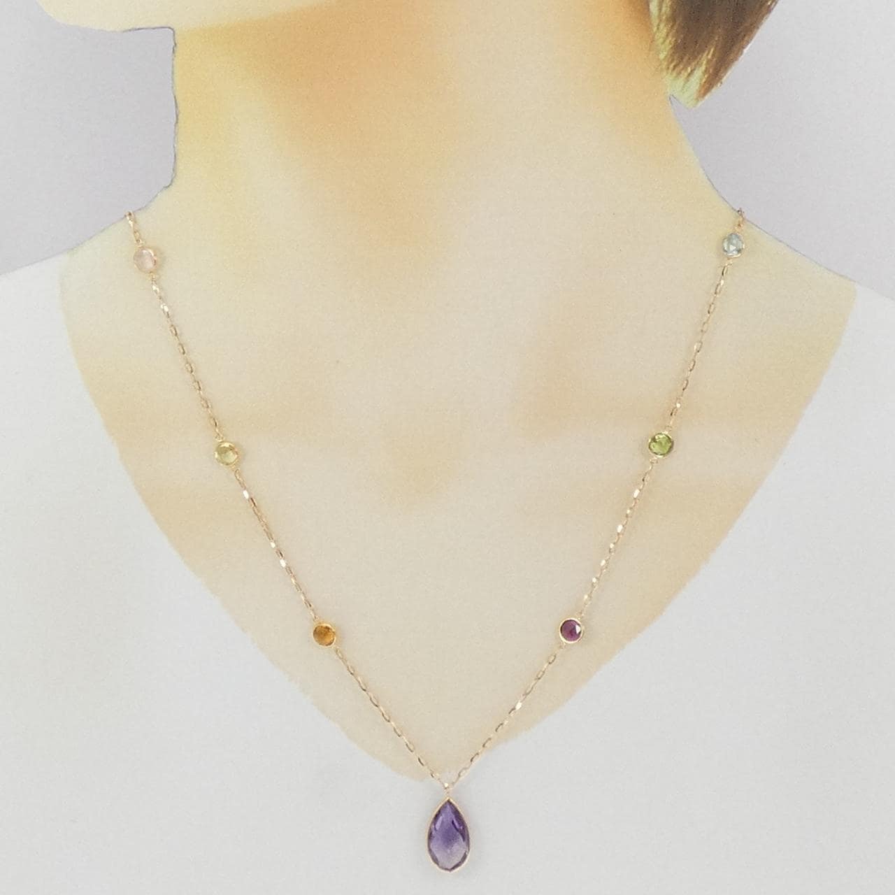 K18PG カラーストーン ネックレス