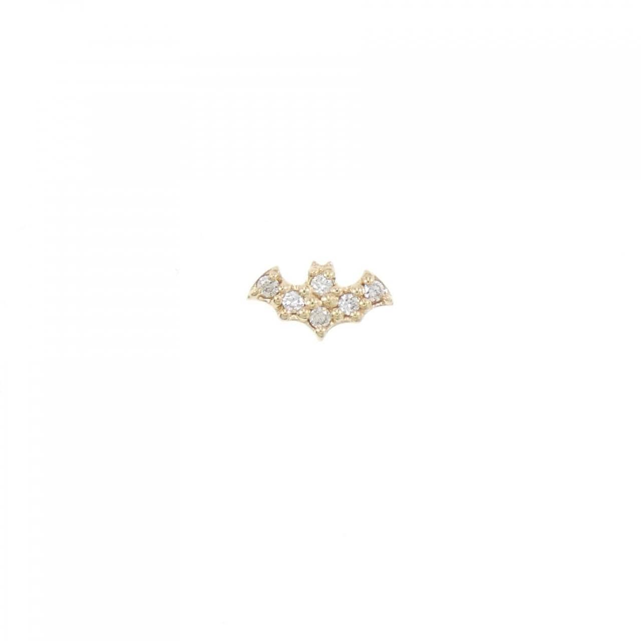 [BRAND NEW] K18YG Bat Diamond Earrings 0.02CT One Ear