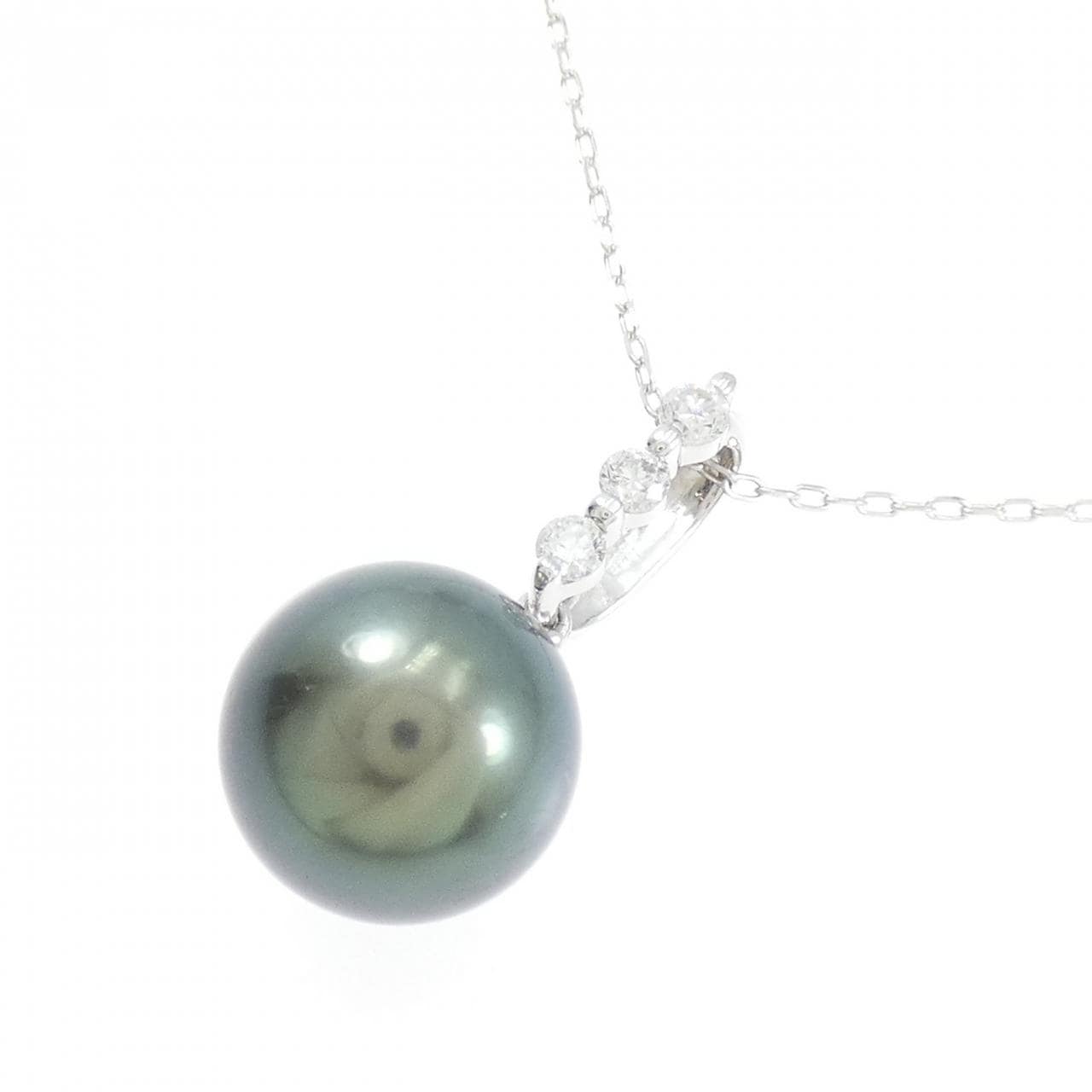 K18WG 黒蝶パール ネックレス 11.8mm