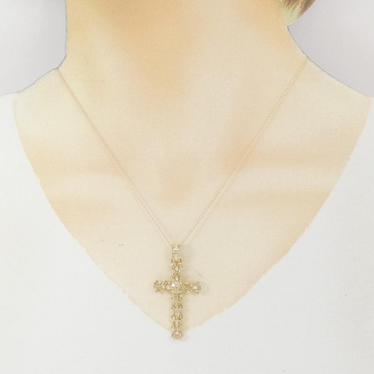 K18YG cross Diamond necklace 1.00CT