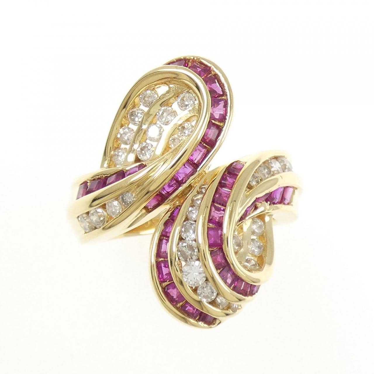 K18YG ルビー リング 1.40CT