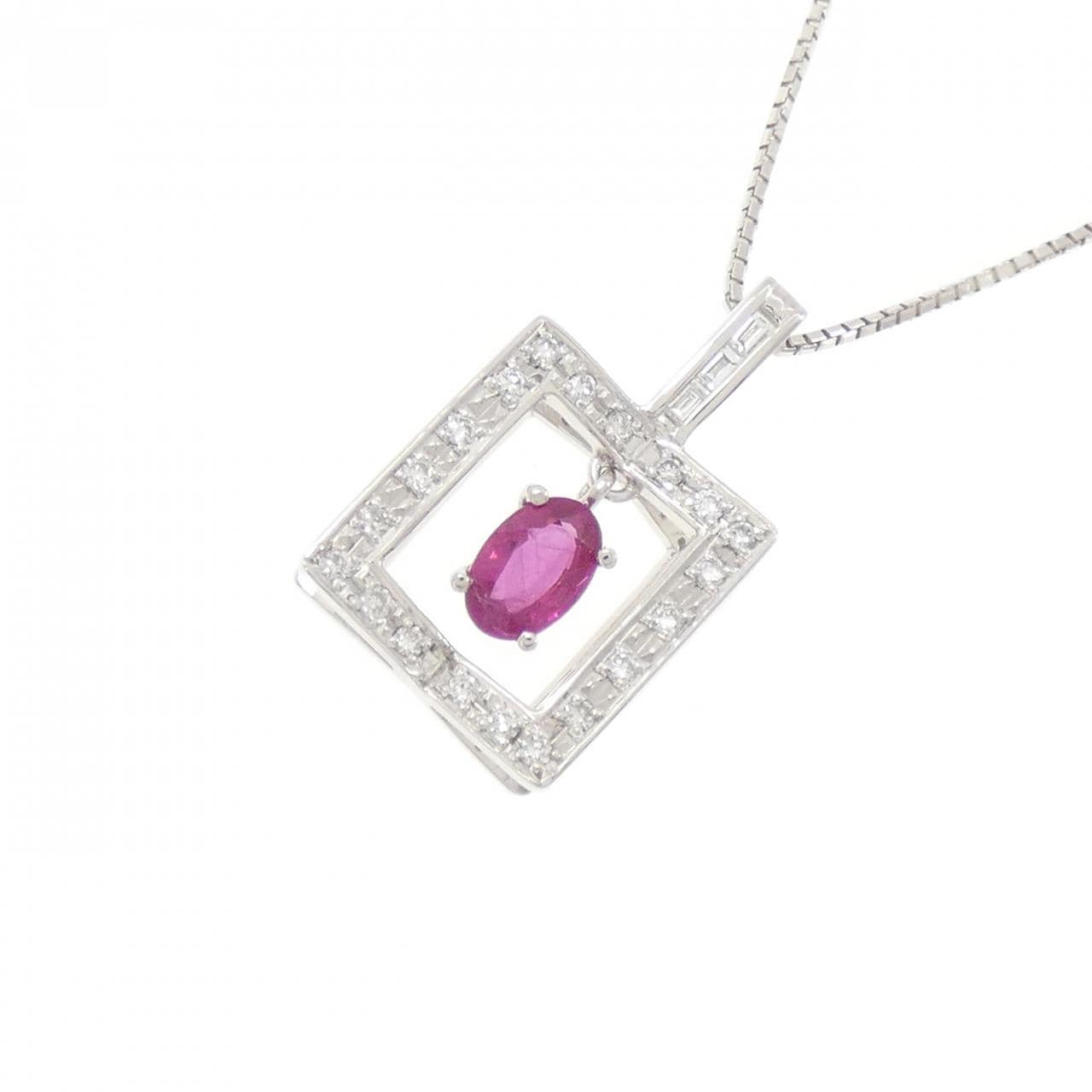 K18WG ルビー ネックレス 0.55CT