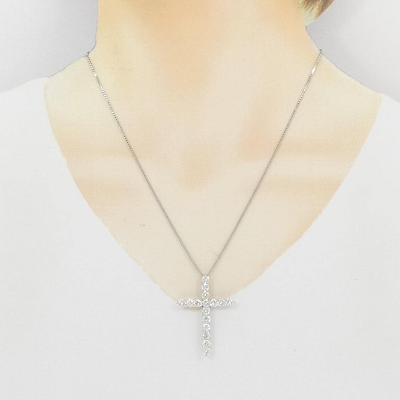 PT900/PT850 クロス ダイヤモンド ネックレス 3.035CT