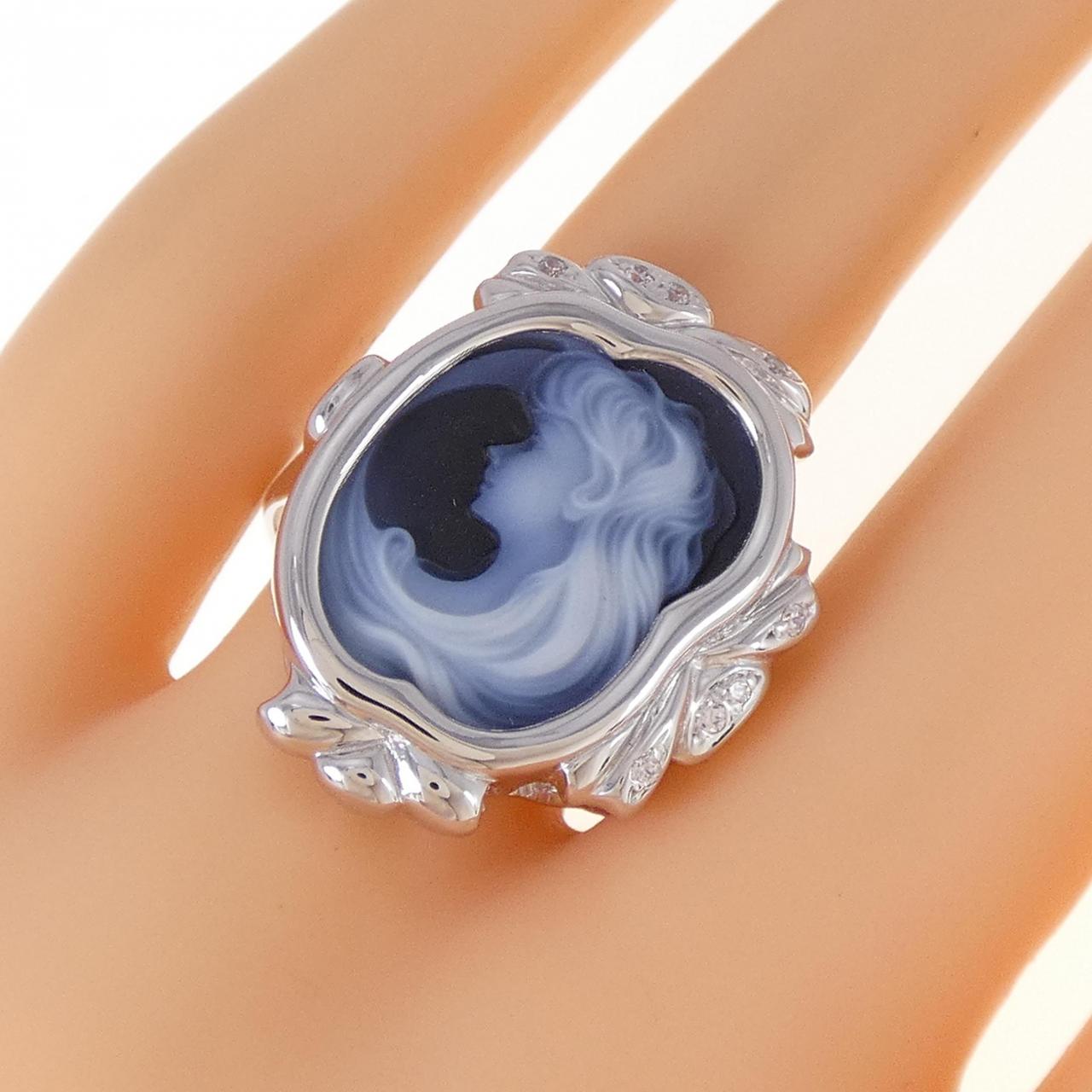 K14WG Agate Cameo Ring