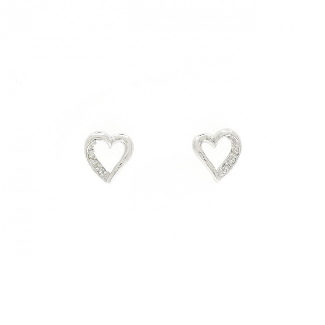 K18WG ハート ダイヤモンド ピアス 0.04CT