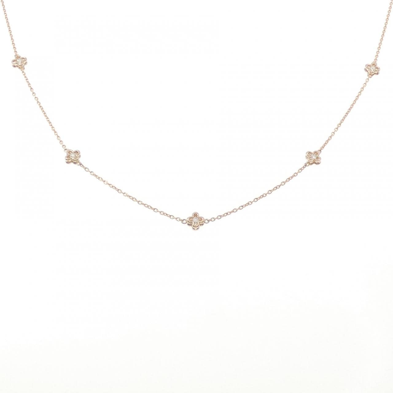 K18PG フラワー ダイヤモンド ネックレス 0.89CT