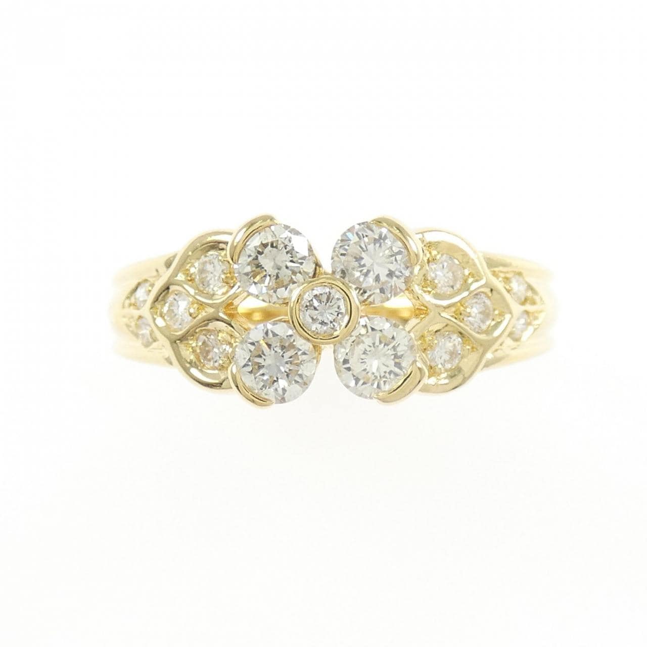 K18YG フラワー ダイヤモンド リング 0.70CT