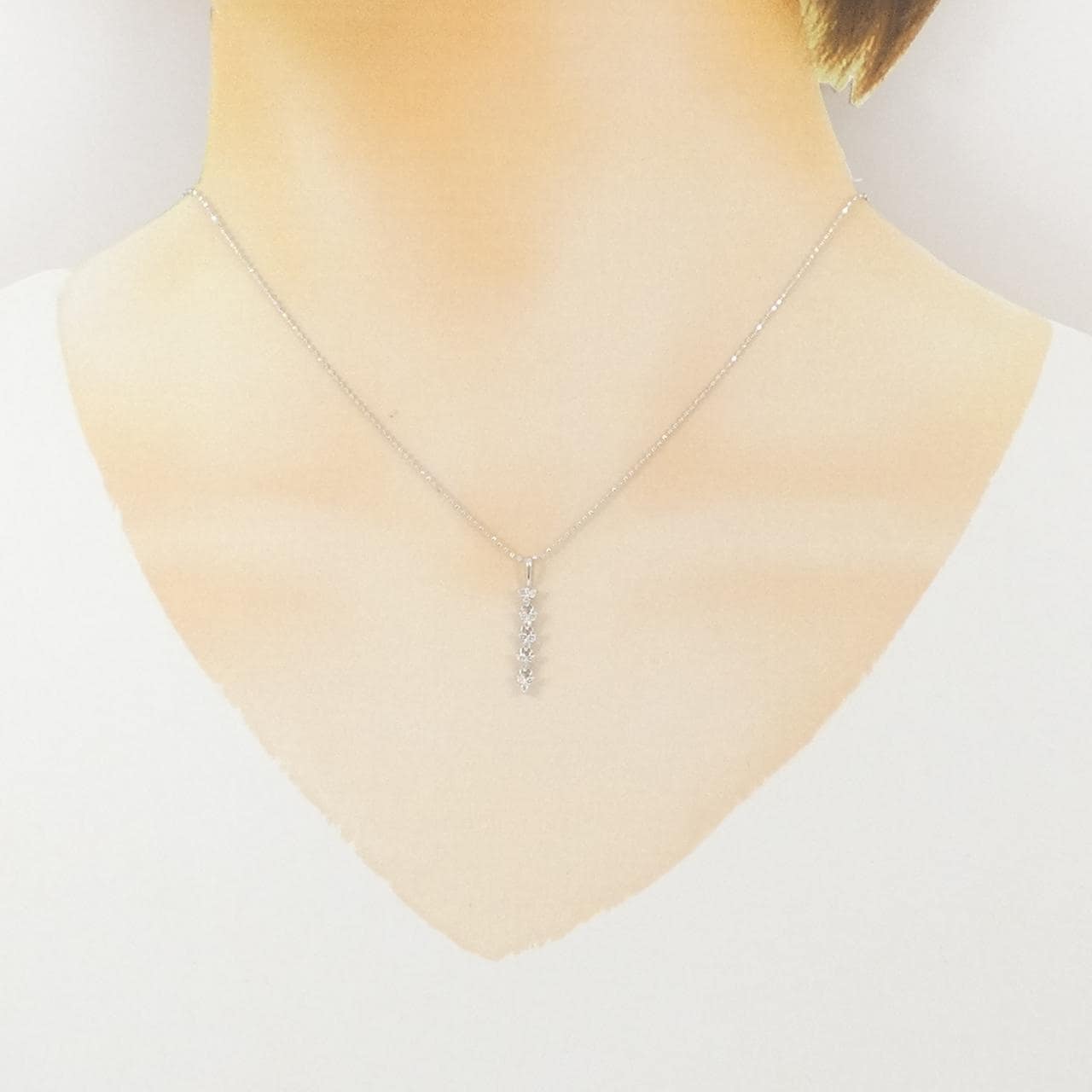K18WG ダイヤモンド ネックレス 0.15CT
