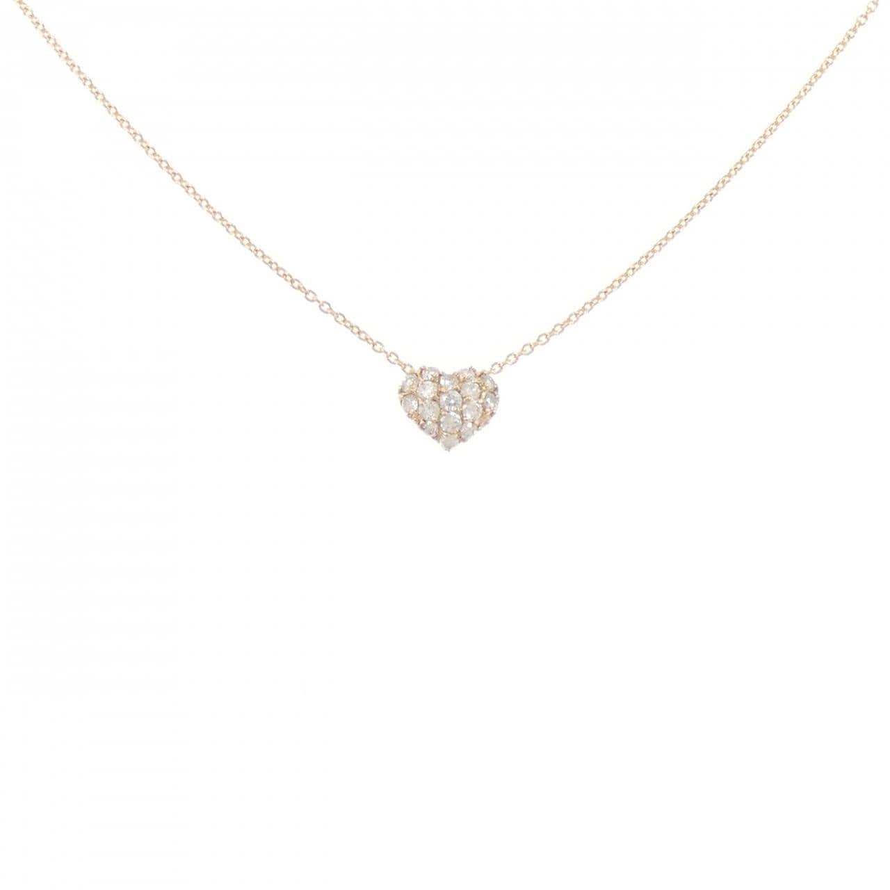 K18PG パヴェ ハート ダイヤモンド ネックレス 0.20CT