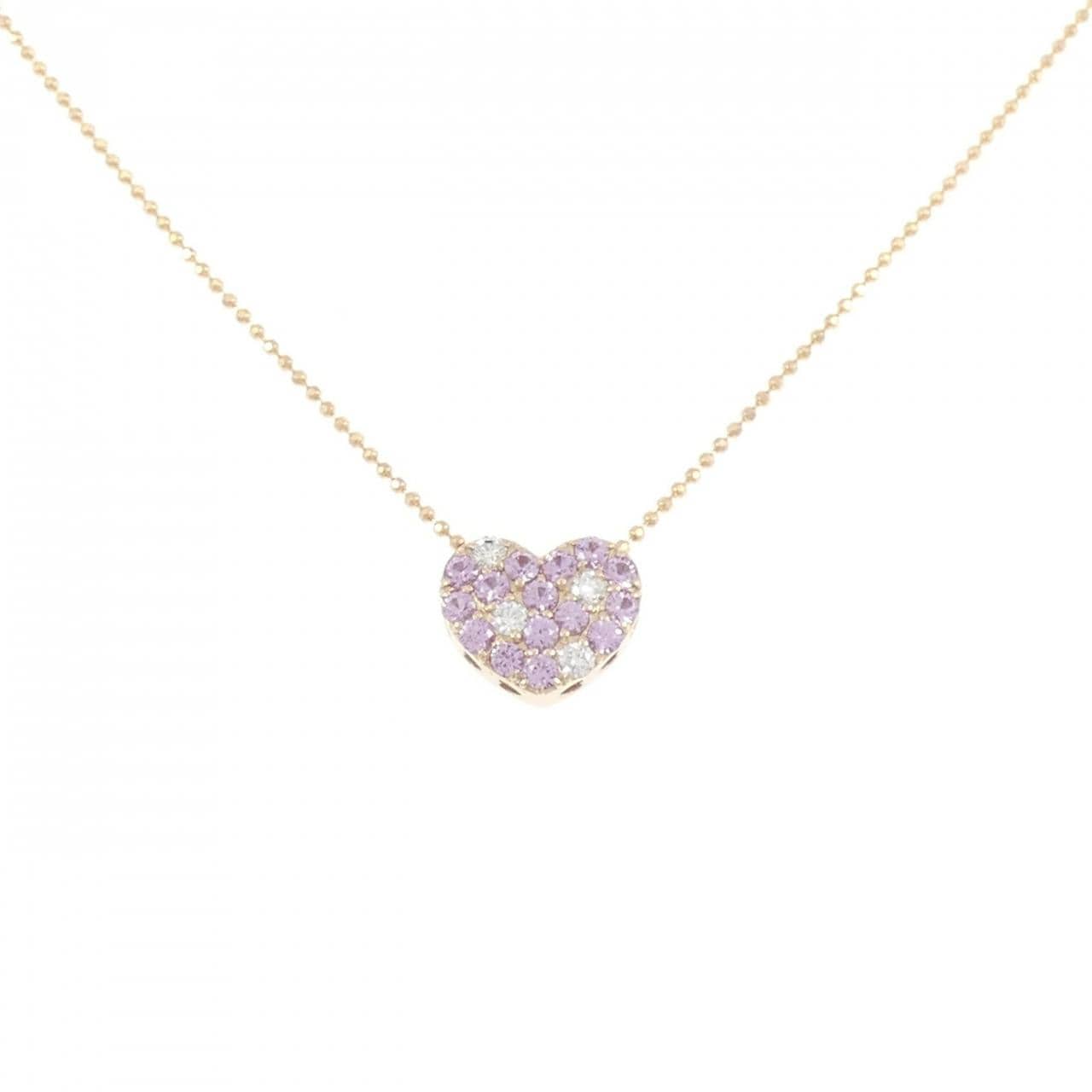 K18PG ハート サファイヤ ネックレス 0.41CT