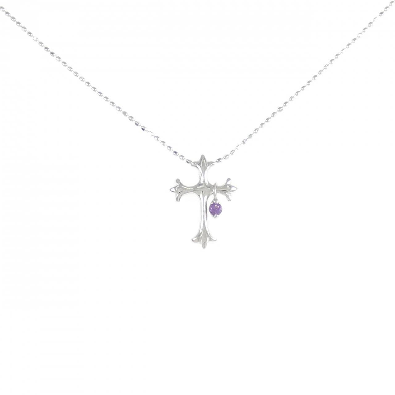 K18WG クロス アメジスト ネックレス