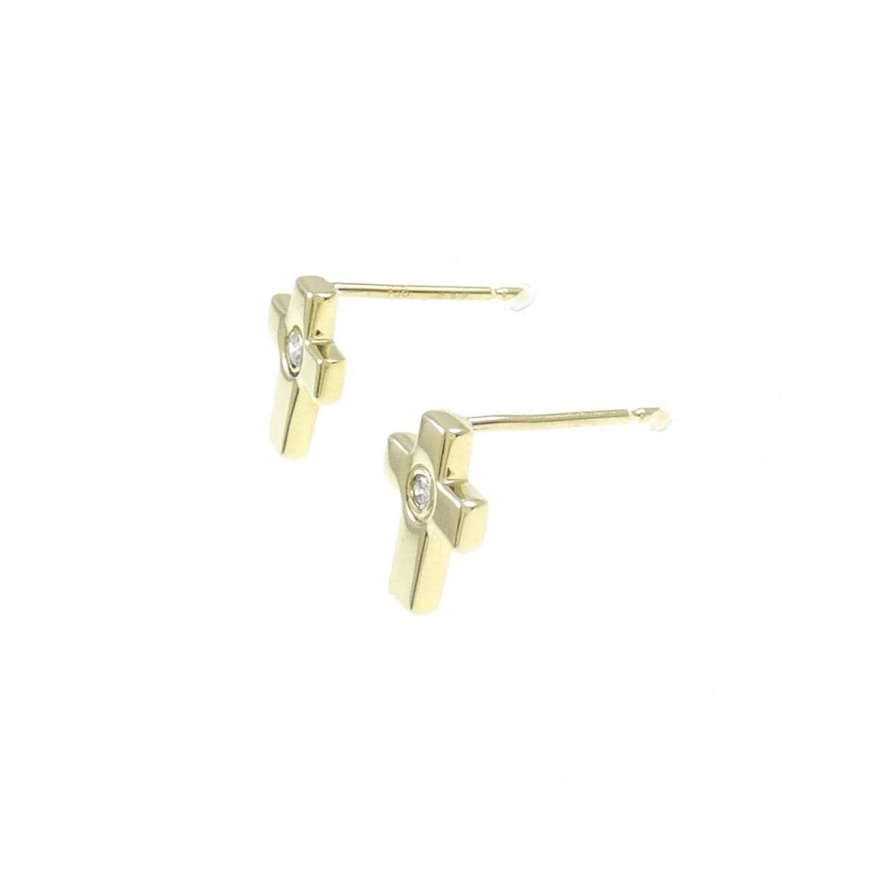 K18YG 十字架鑽石耳環 0.04CT