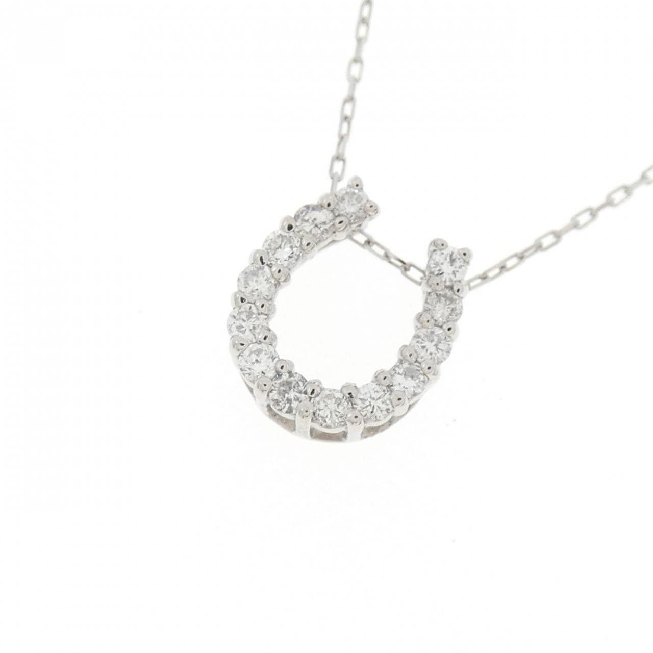 【新品】PT900/PT850 ホースシュー ダイヤモンド ネックレス 0.15CT