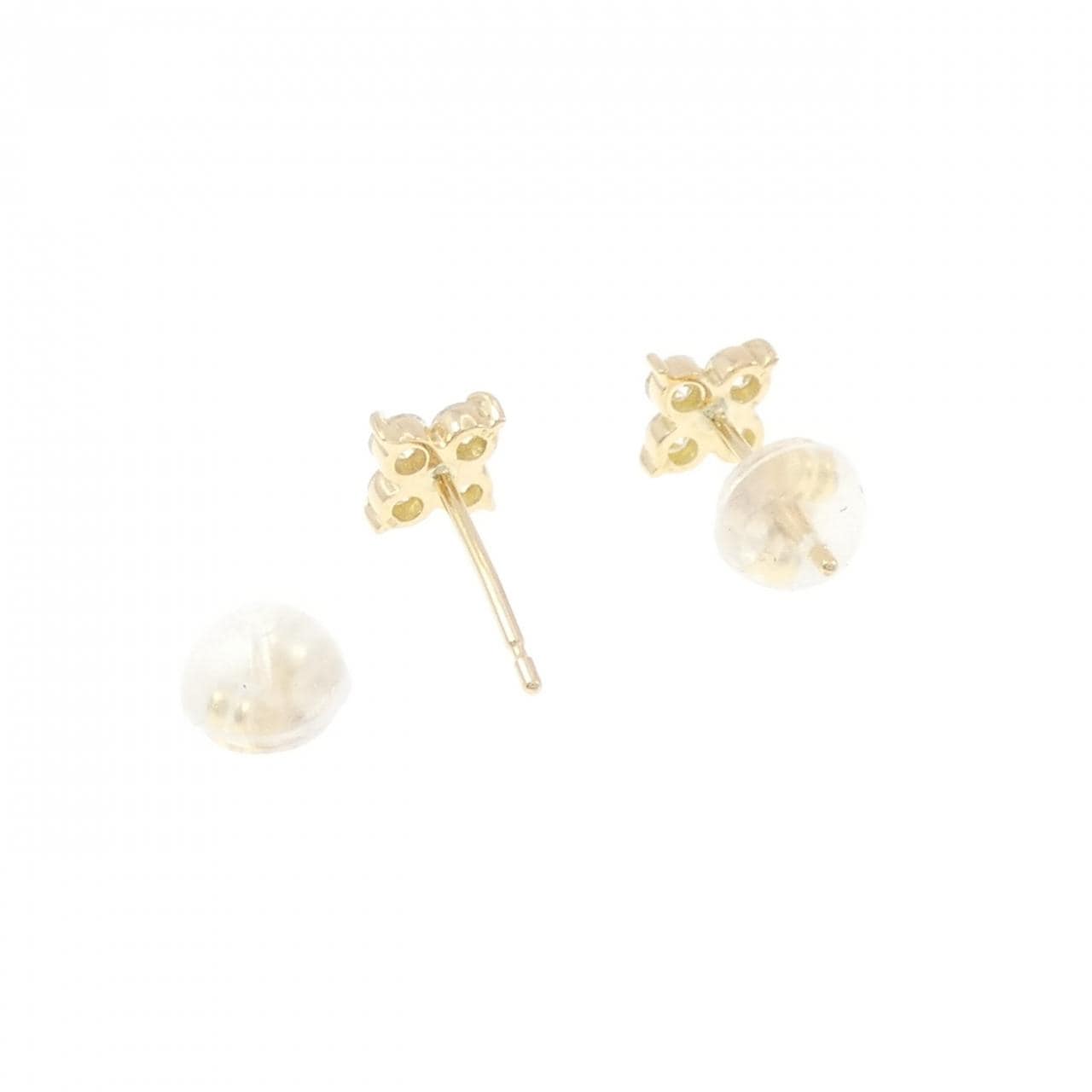 【リメイク】K18YG フラワー ダイヤモンド ピアス 0.30CT