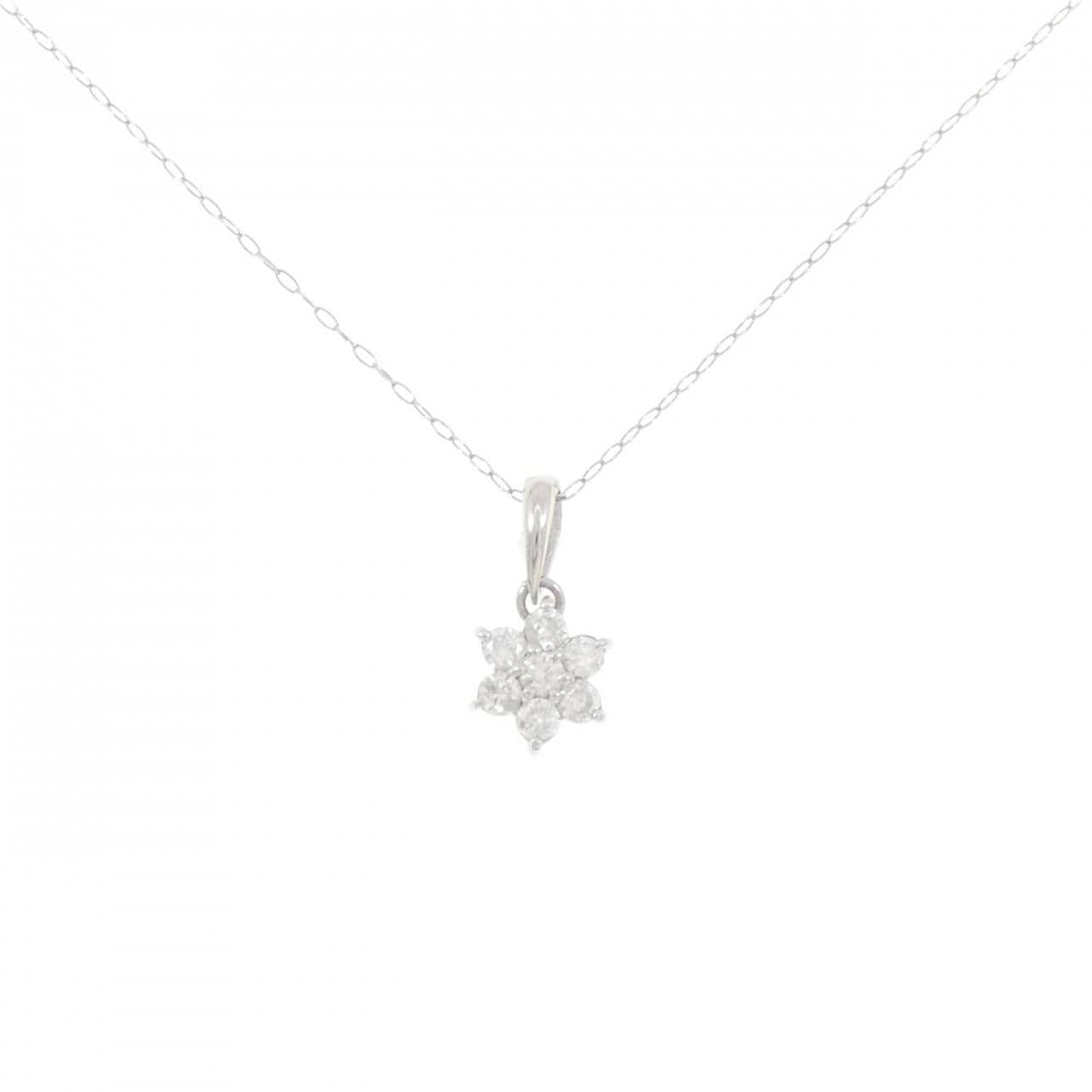 PT900/PT850 フラワー ダイヤモンド ネックレス 0.30CT