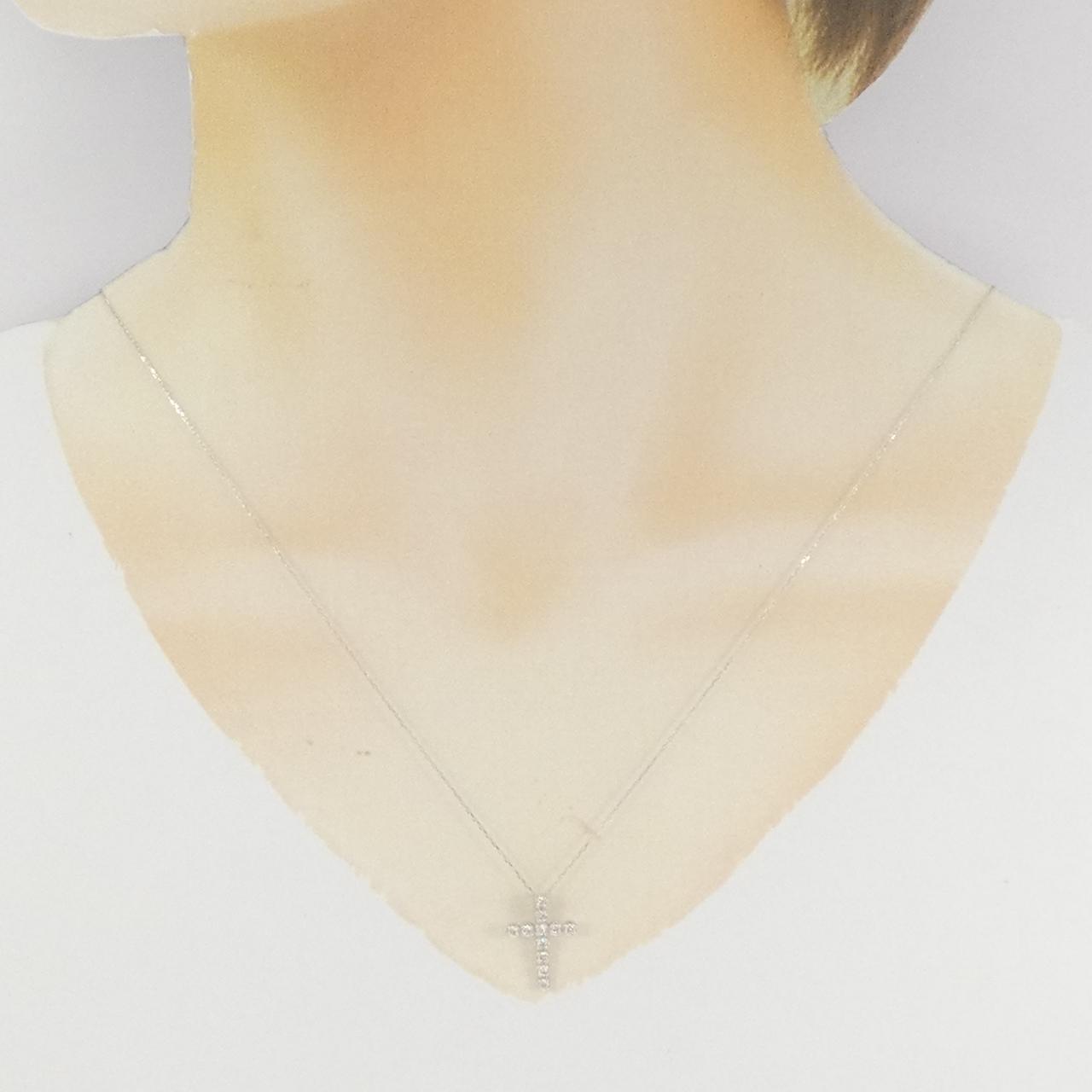 K18WG クロス ダイヤモンド ネックレス 0.20CT