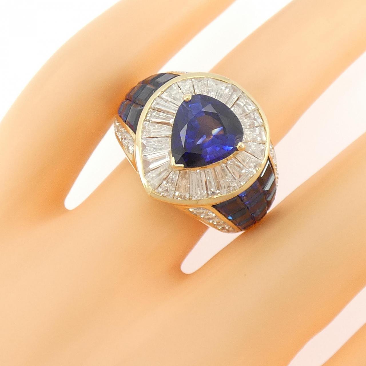 18KYG サファイヤ リング 3.05CT