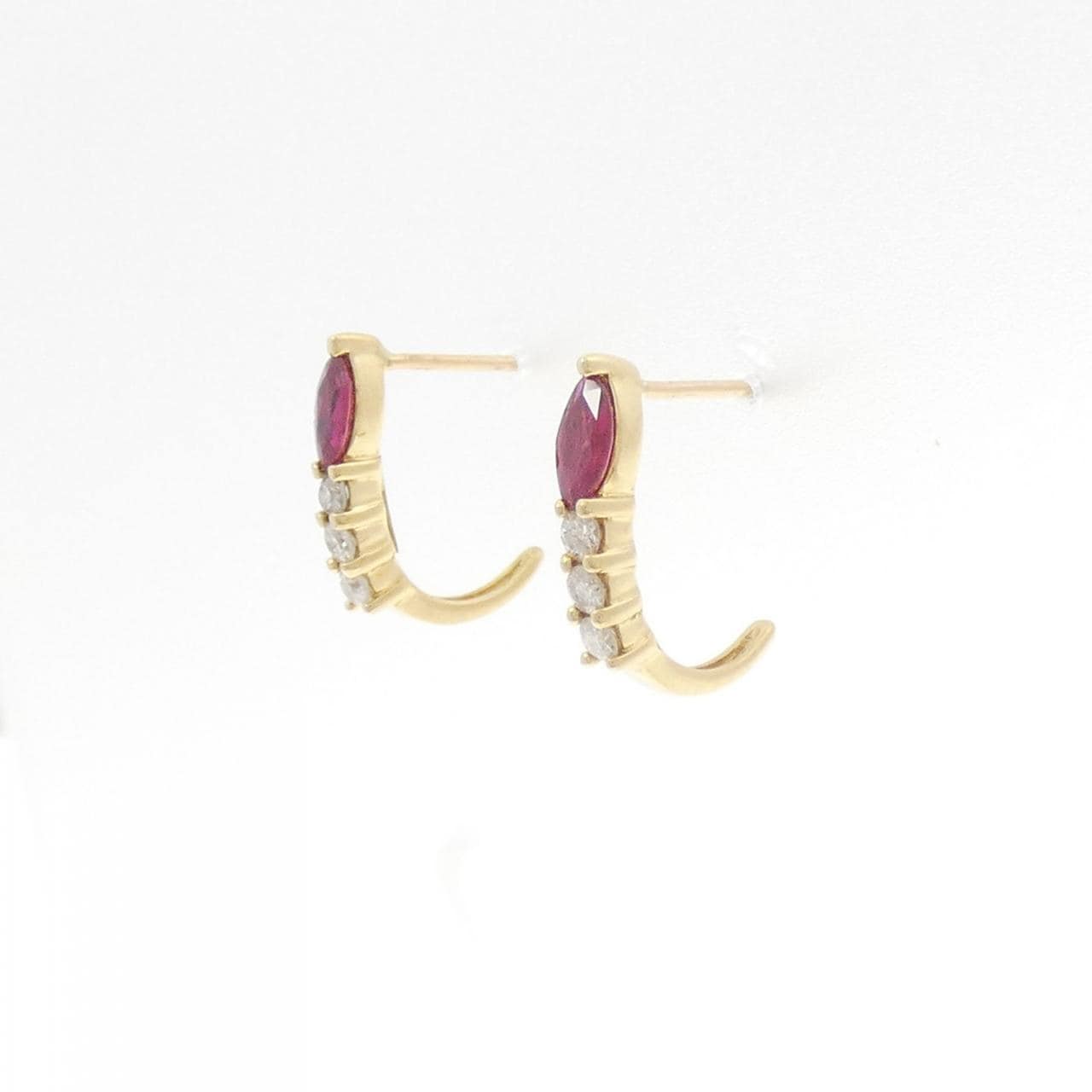 K18YG ruby earrings