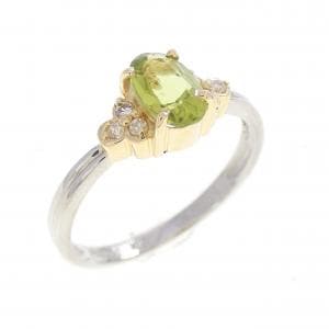 K18YG/PT900 ペリドット リング