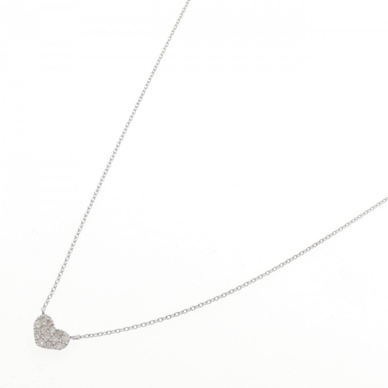 K10WG/K18WG パヴェ ハート ダイヤモンド ネックレス 0.15CT